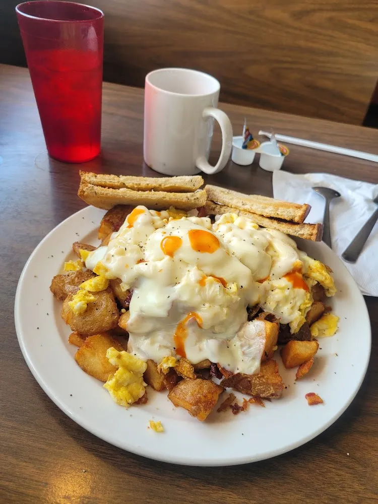 Eggs Home Fries and Toast